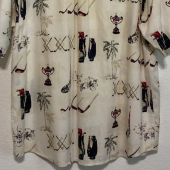 Clearwater Cream Hawaiian Vacation Short Sleeve Golf Button Down Shirt Size XL - Picture 6 of 8